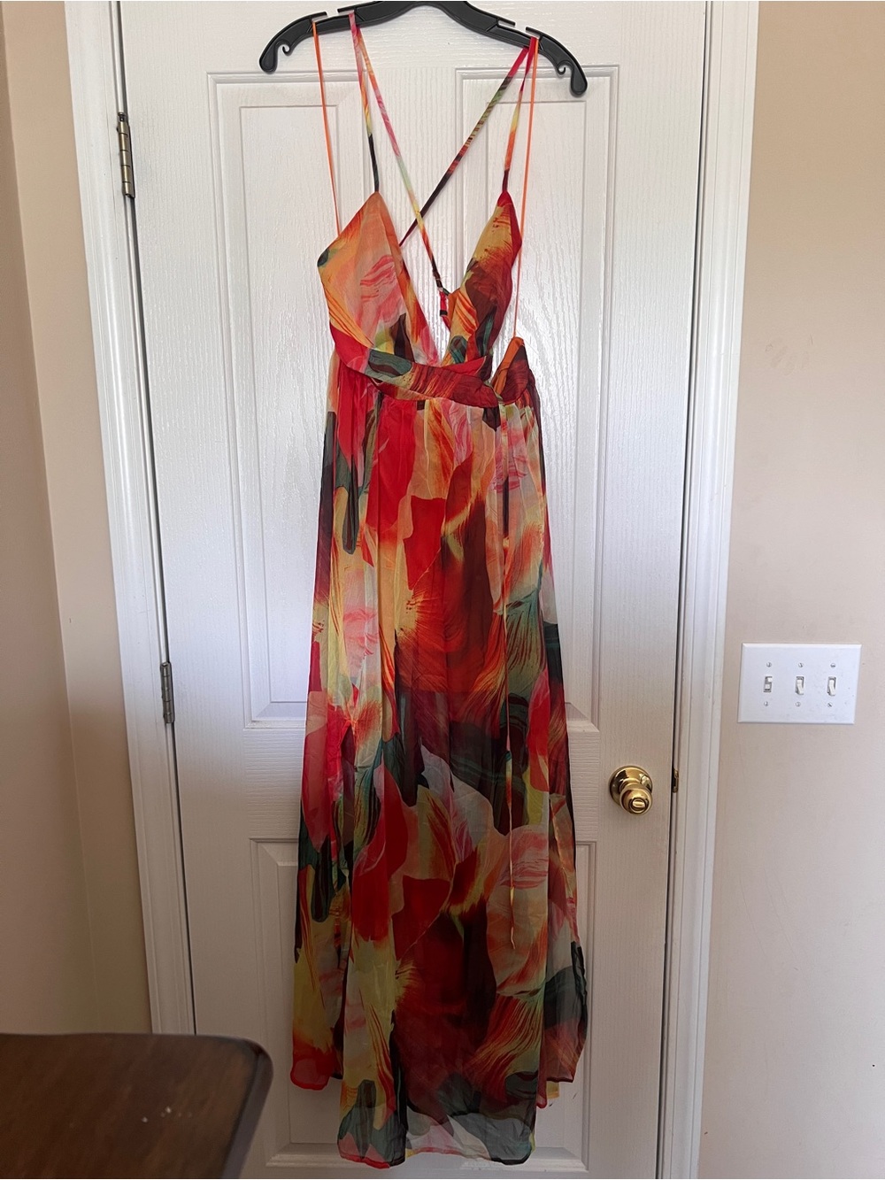 Windsor Red Floral Maxi Dress with Crisscross Straps